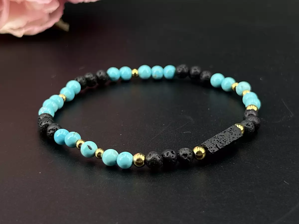 Bracelet Pierre de Lave , Turquoise