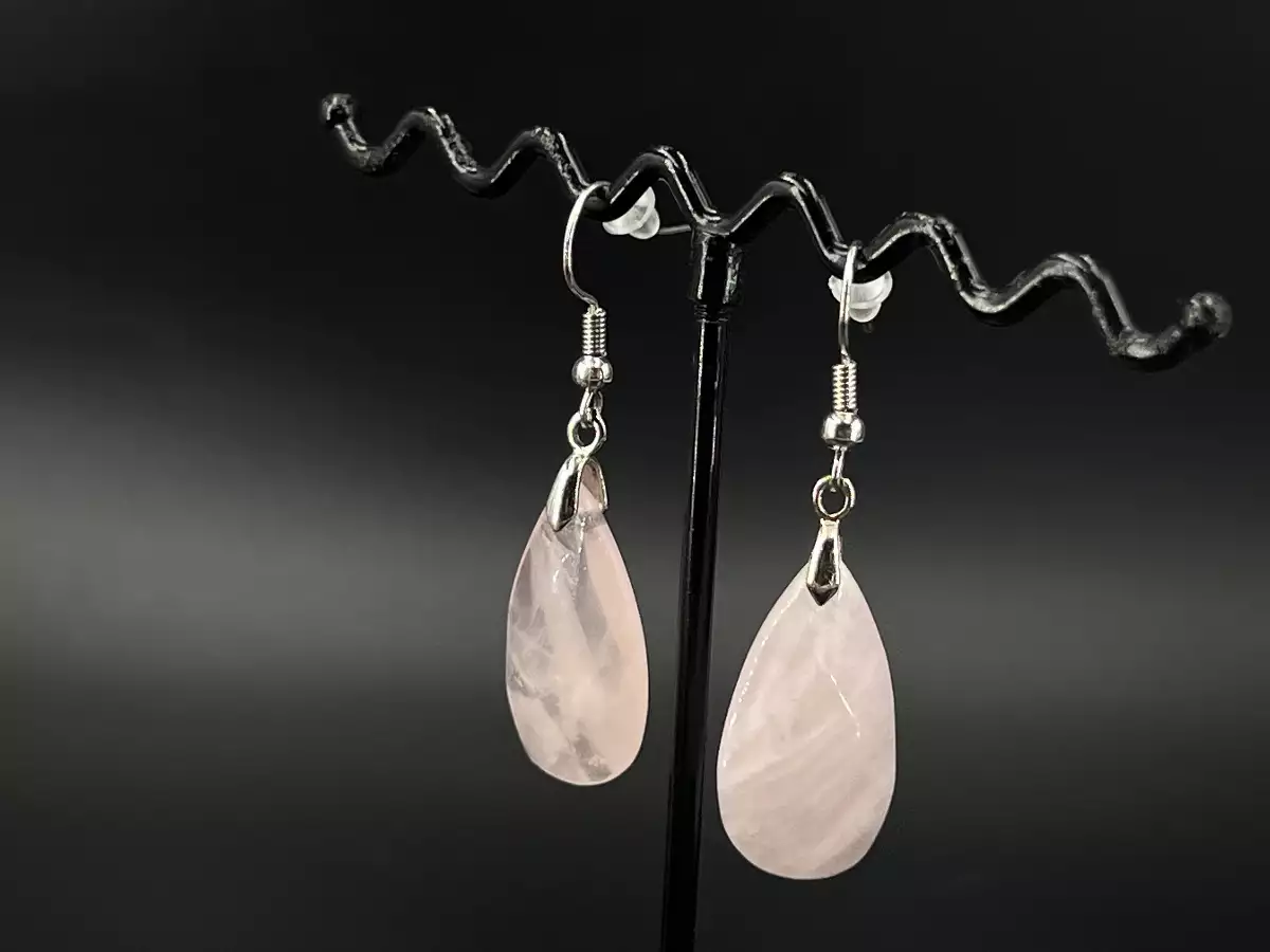 Boucles d'oreilles facettées quartz rose