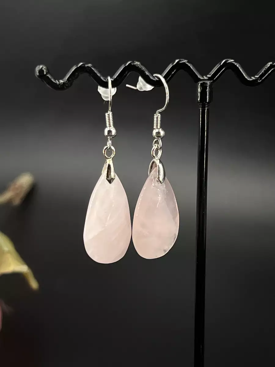 Boucles d'oreilles facettées quartz rose