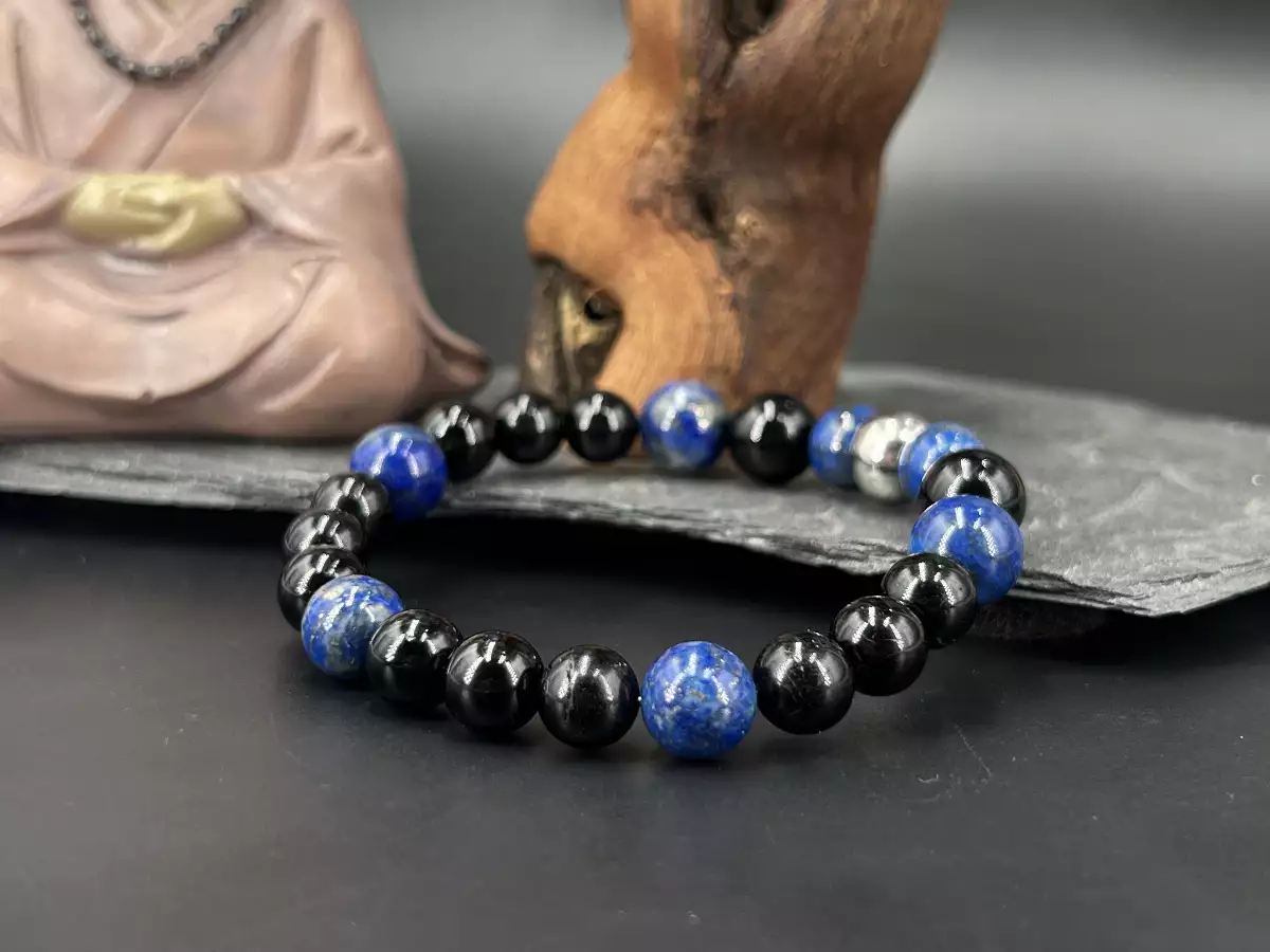 Bracelet tourmaline et lapis-lazuli