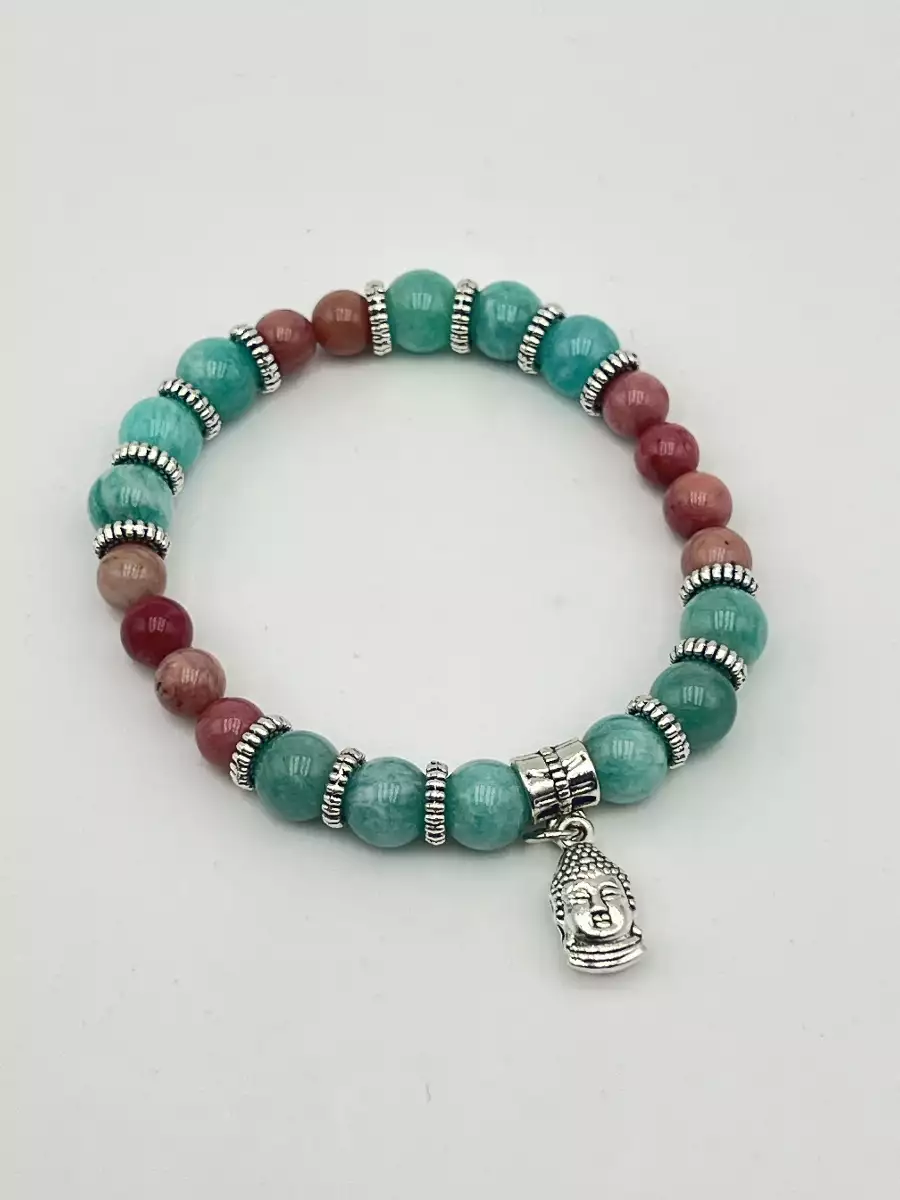 Bracelet amazonite extra et rhodochrosite