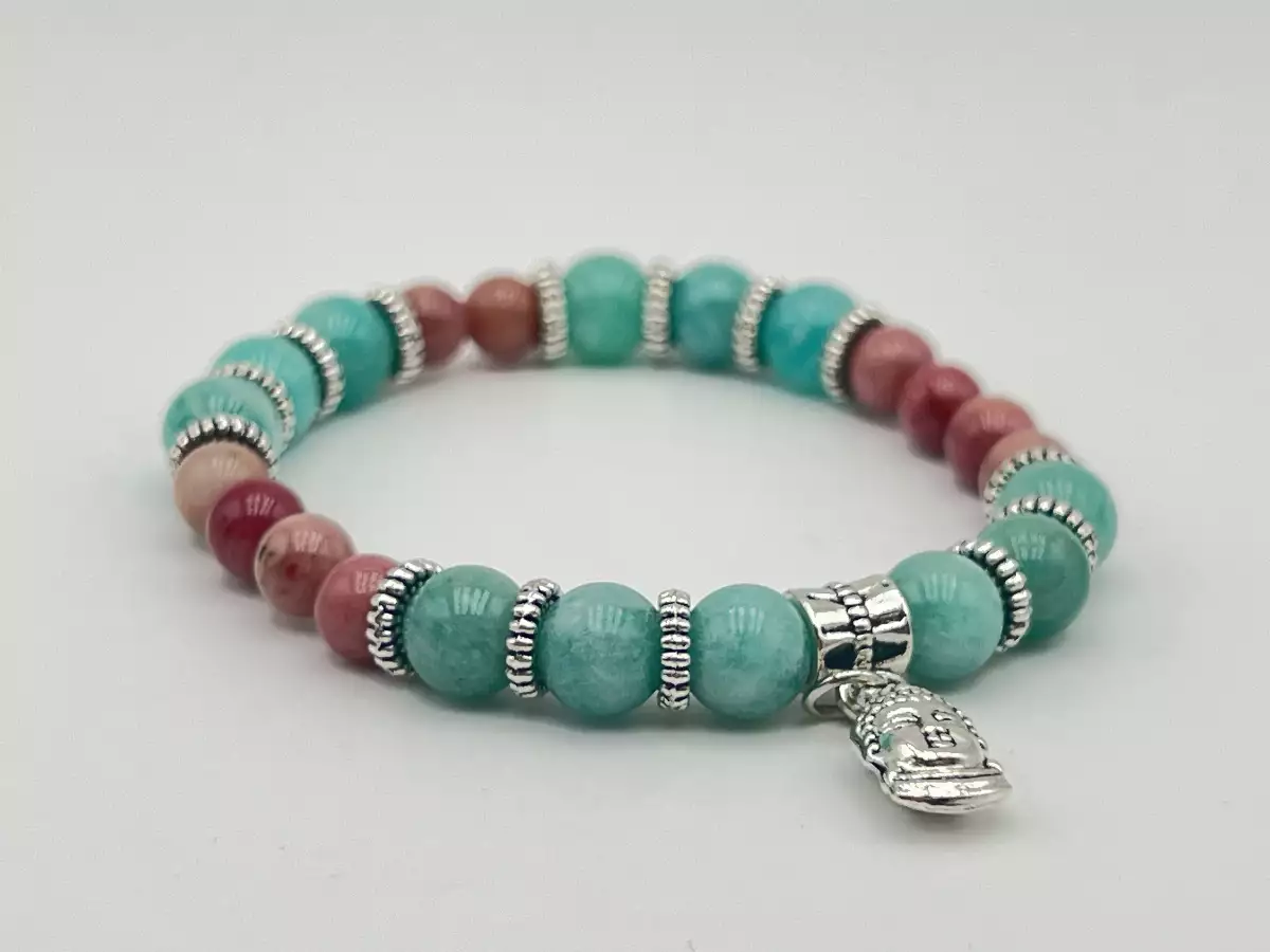 Bracelet amazonite extra et rhodochrosite