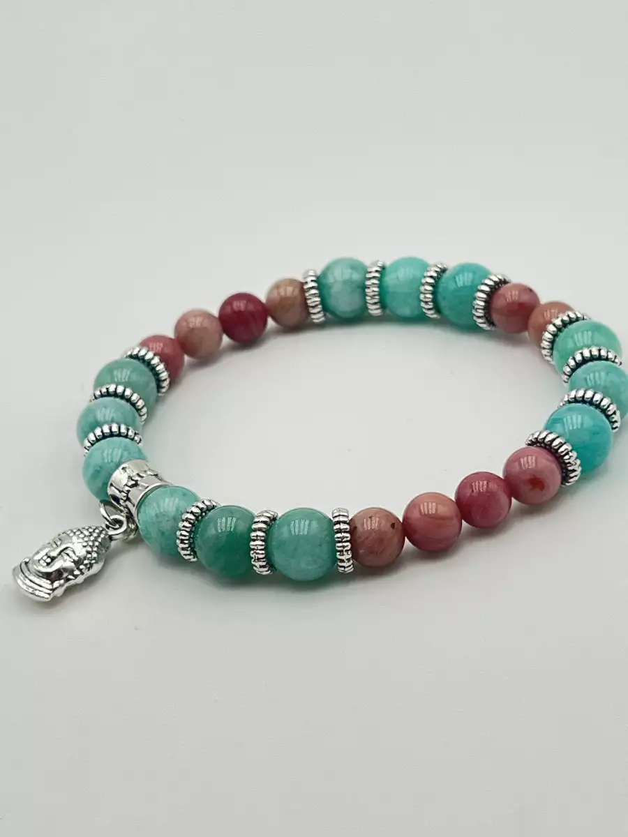 Bracelet amazonite extra et rhodochrosite