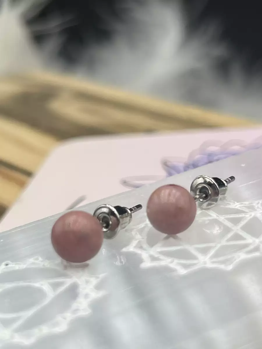 Boucles d'Oreilles Puces 6 mm en Rhodochrosite