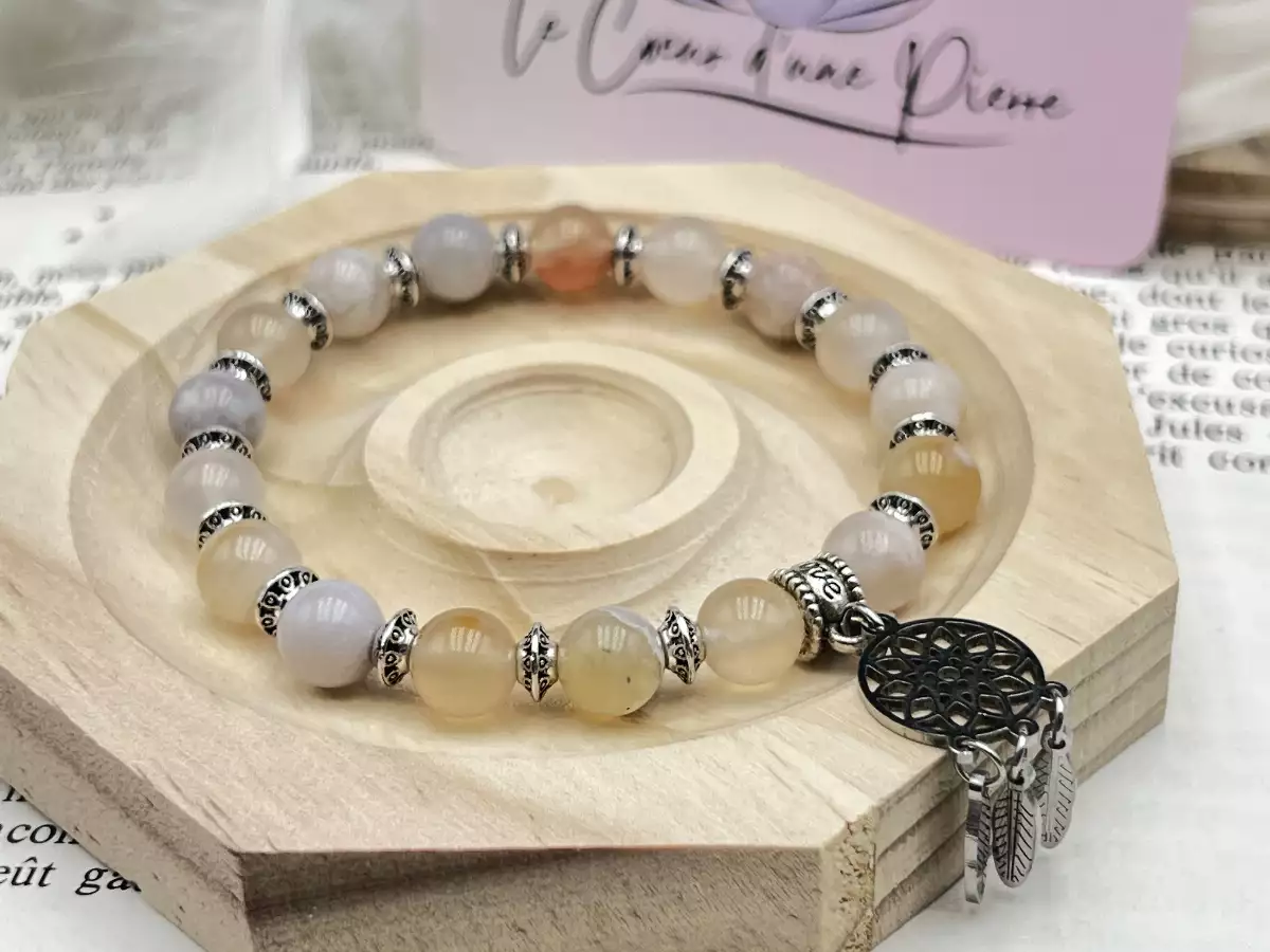 Bracelet en Agate Fleur de Cerisier