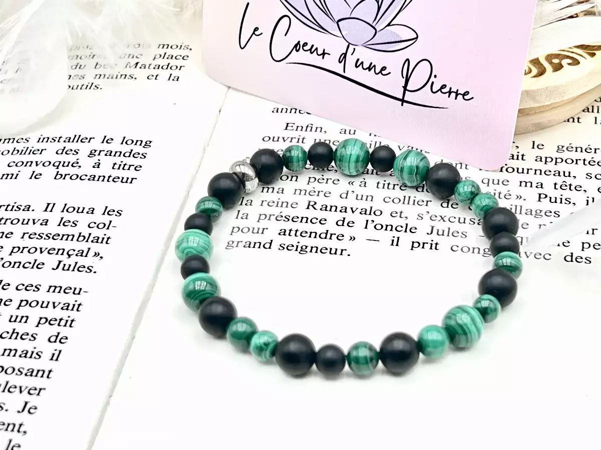 Bracelet Onyx et Malachite