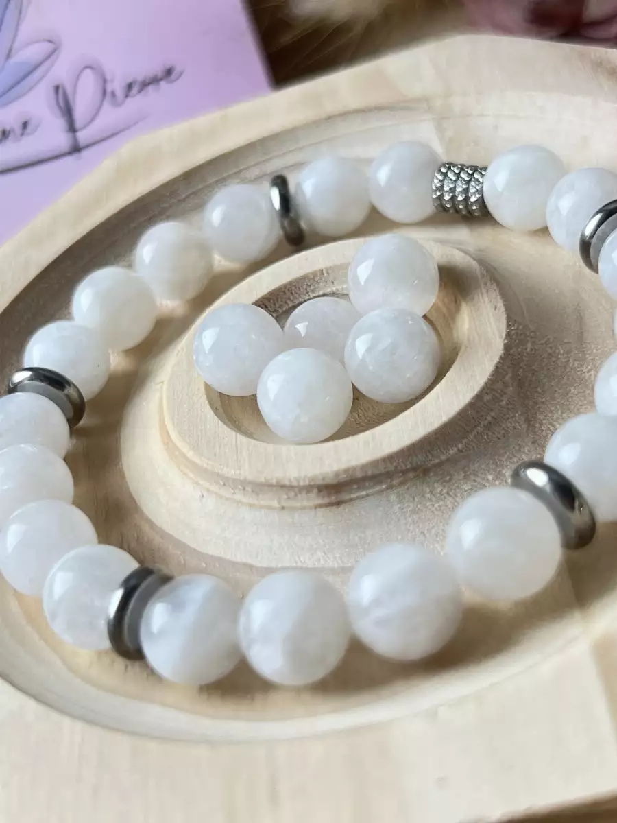 Bracelet en pierre de lune blanche