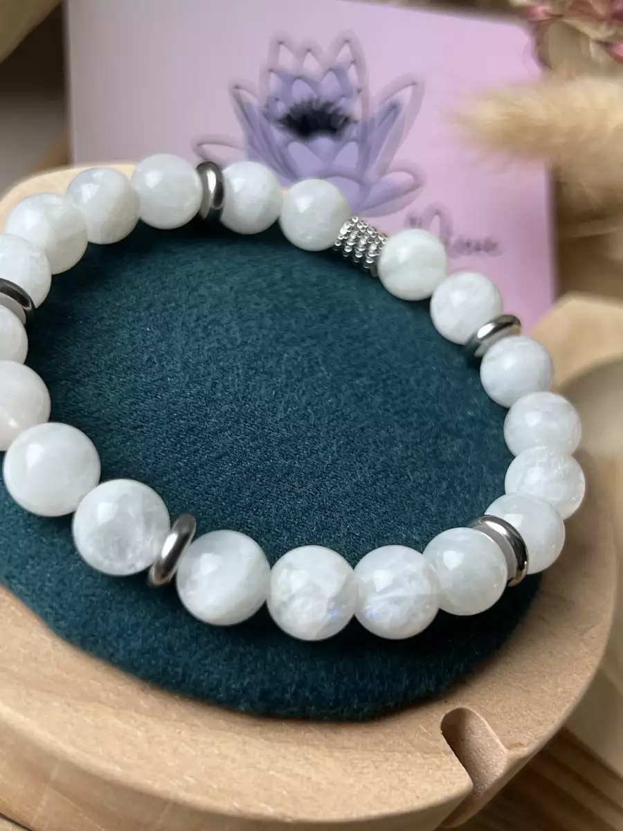 Bracelet en pierre de lune blanche