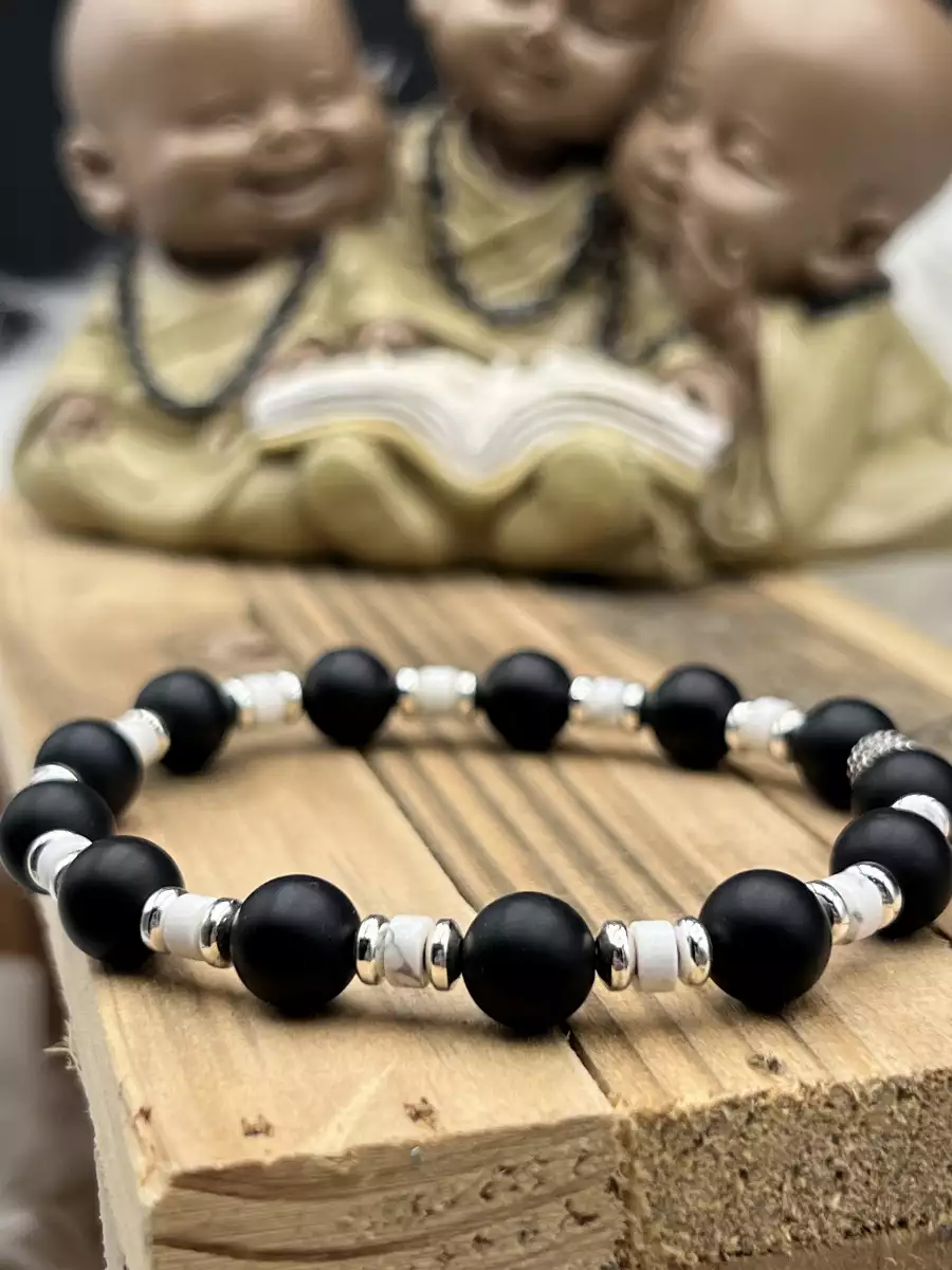 Bracelet onyx et howlite