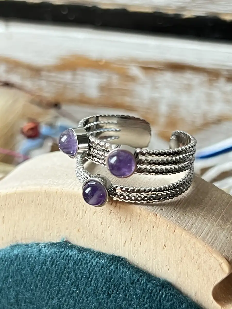 Bague Améthyste réglable