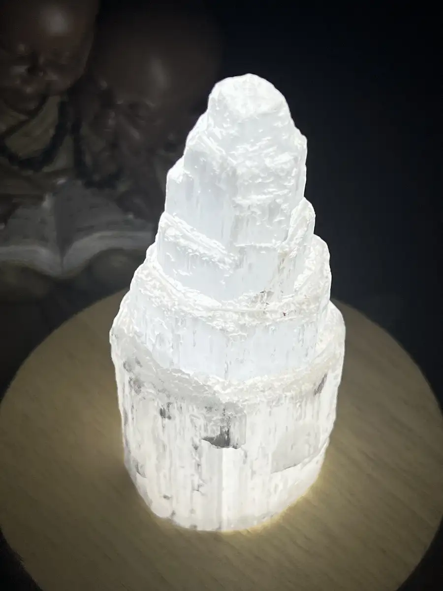 Tour Sélénite + socle lumineux