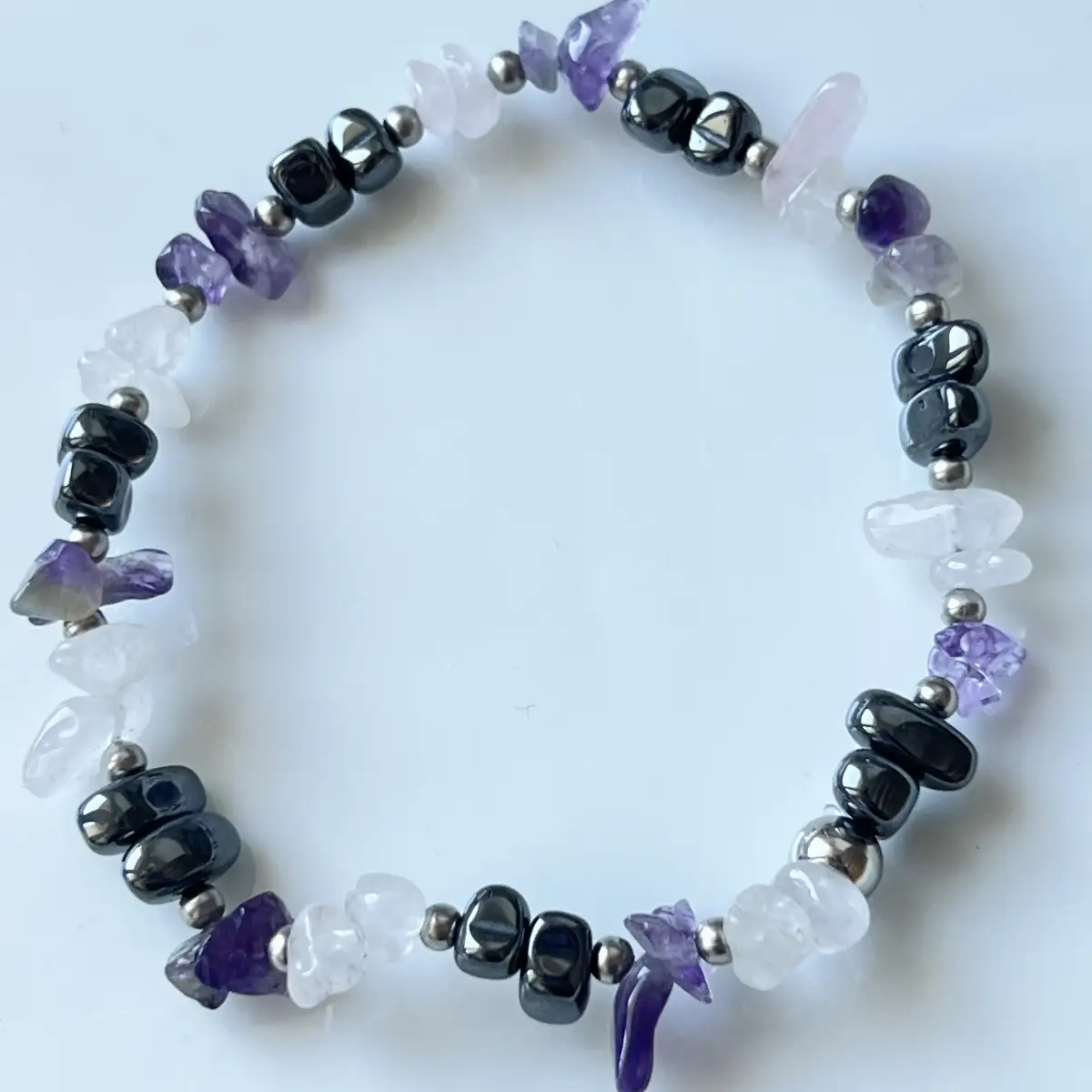 Bracelet en Améthyste, Hématite & Quartz Rose copie
