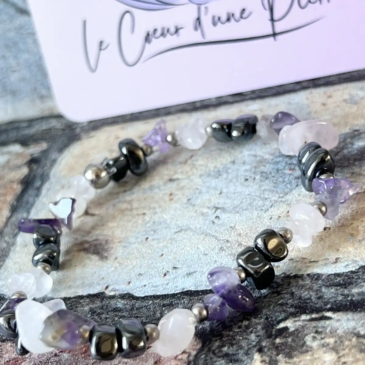 Bracelet en Améthyste, Hématite & Quartz Rose copie
