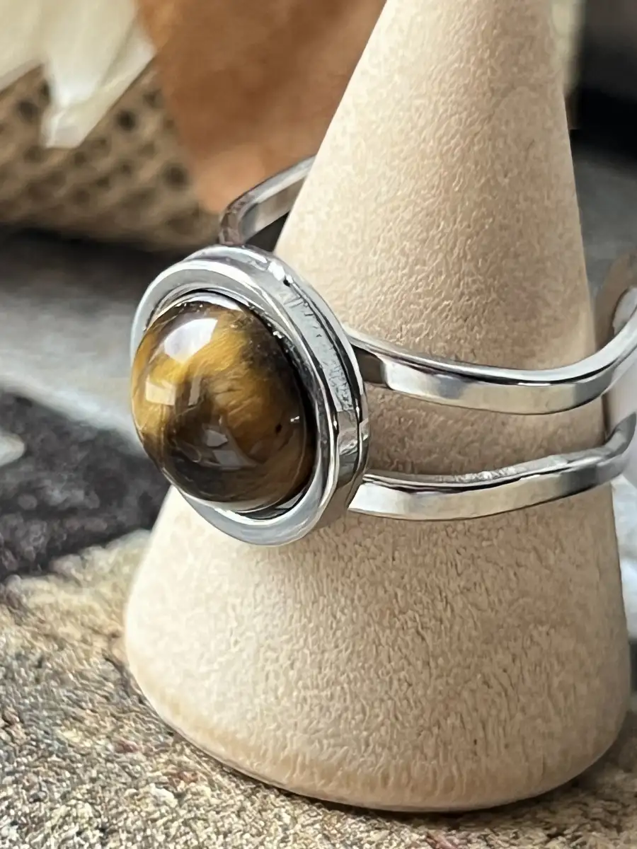 Bague oeil de tigre réglable