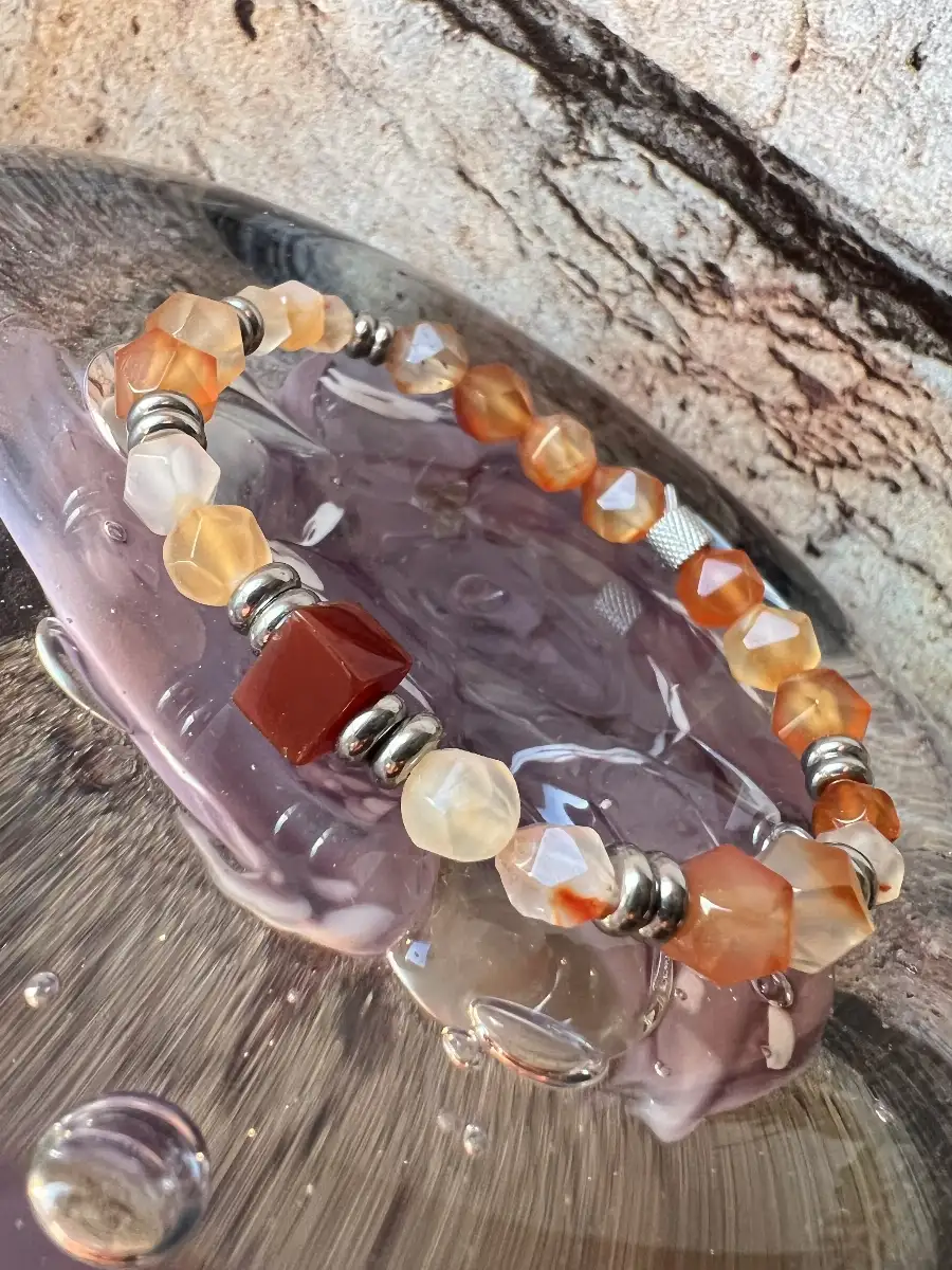 Bracelet en cornaline rouge