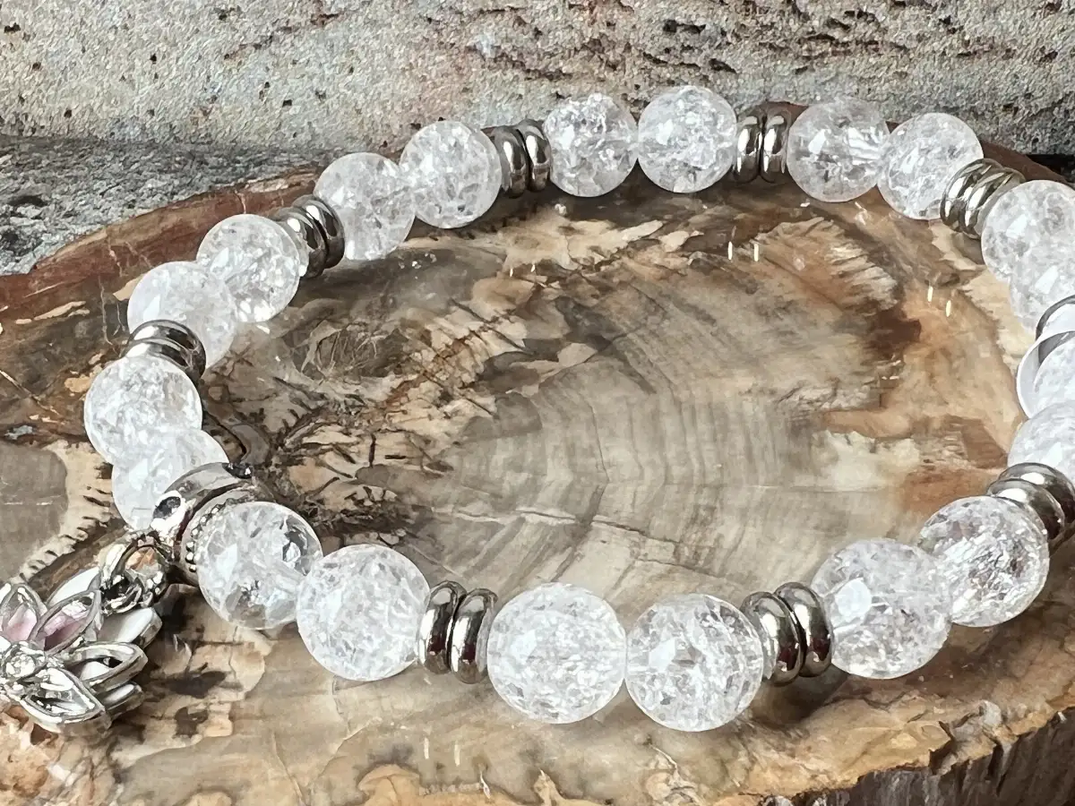 Bracelet cristal de roche craquelé