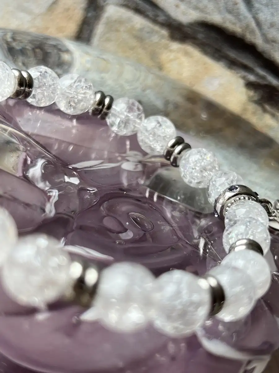 Bracelet cristal de roche craquelé
