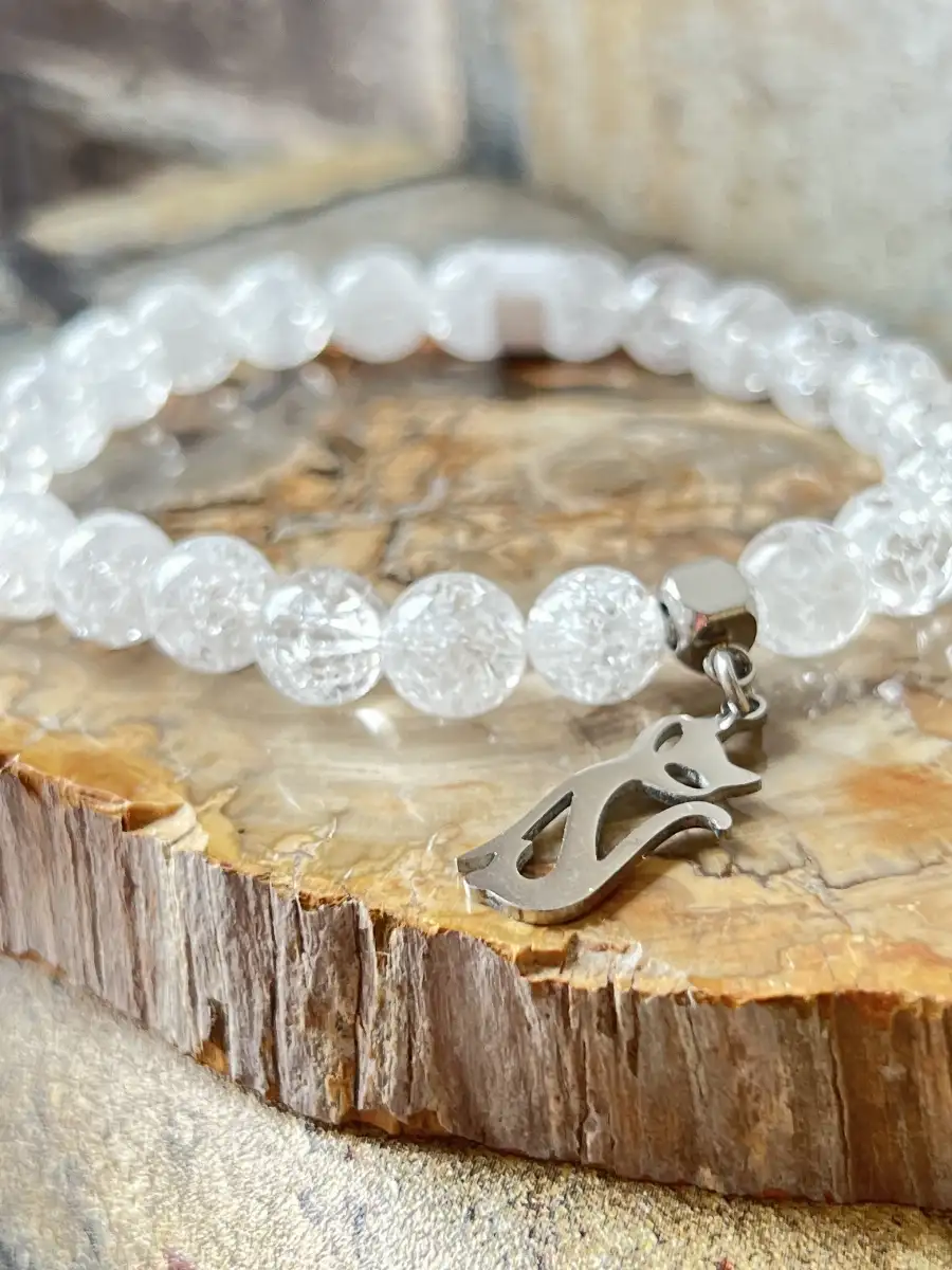 Bracelet cristal de roche craquelé