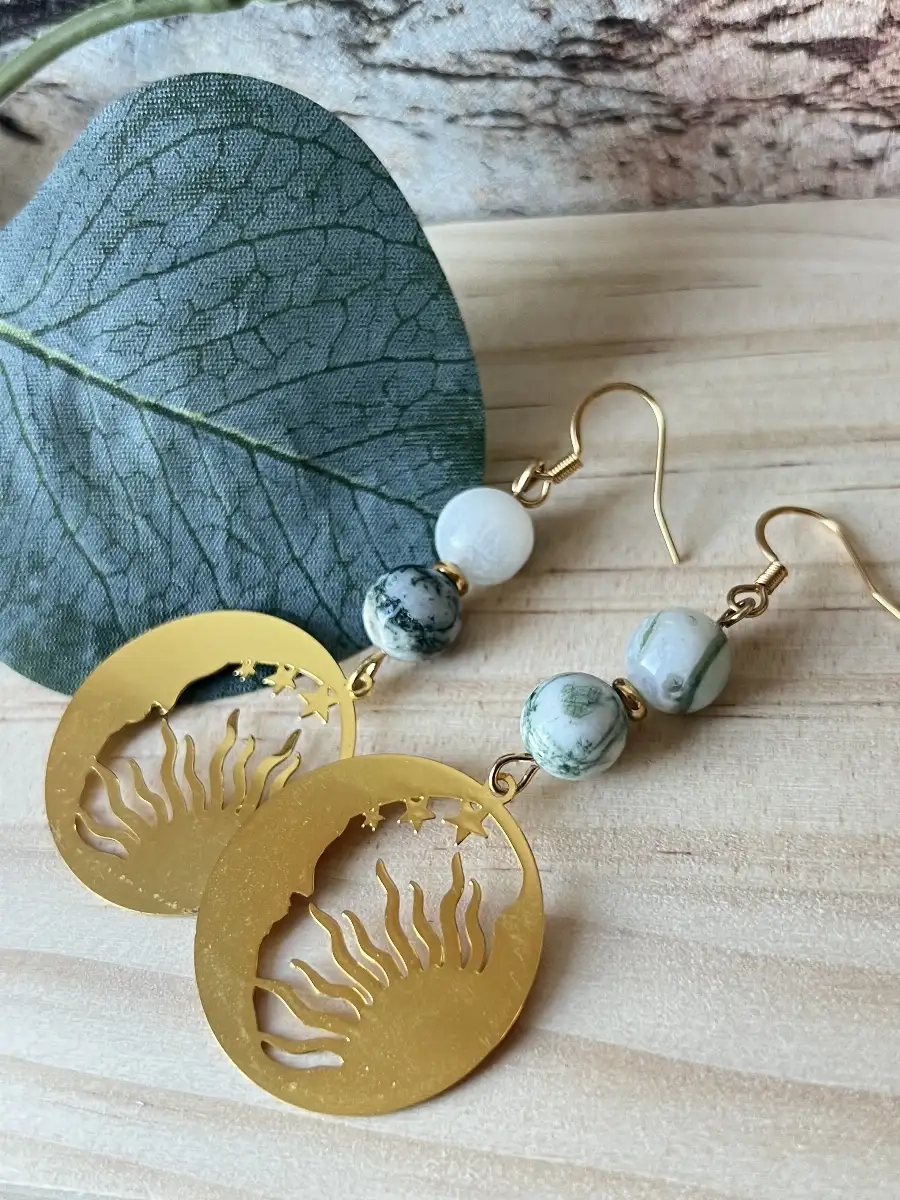 Boucles d'oreilles en agate arbre