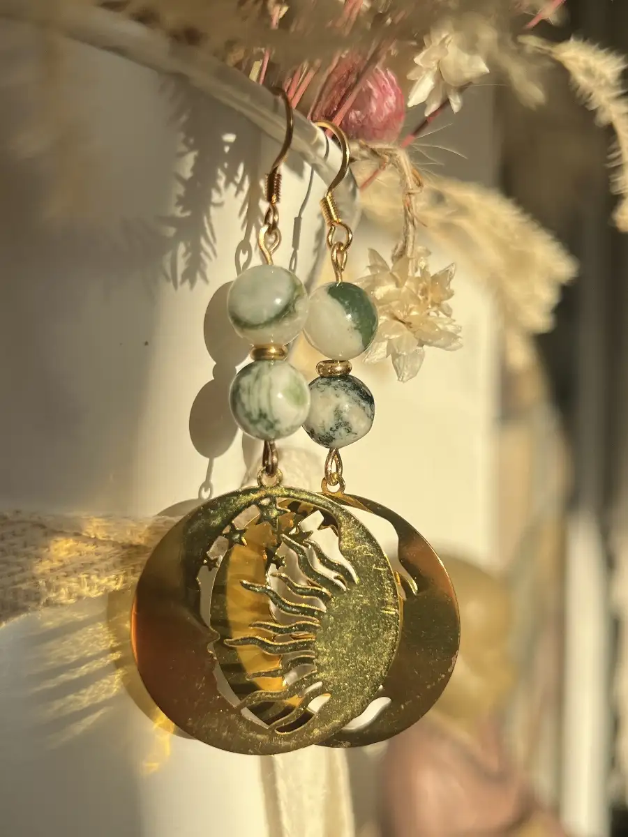 Boucles d'oreilles en agate arbre