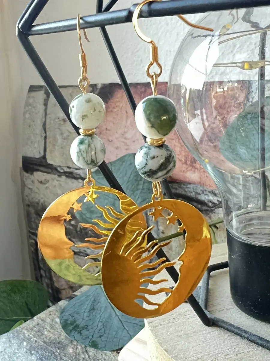Boucles d'oreilles en agate arbre