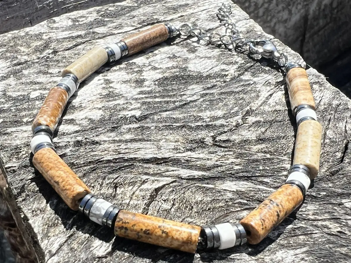 Bracelet Jaspe Paysage, Howlite, Hématite