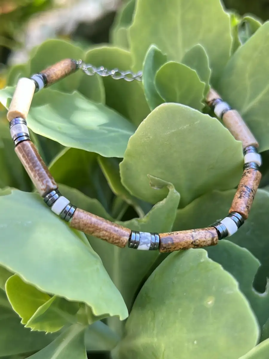 Bracelet Jaspe Paysage, Howlite, Hématite