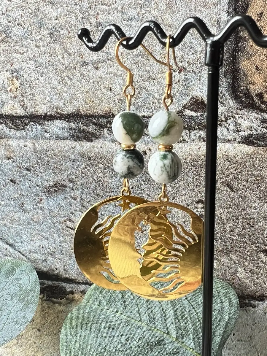 Boucles d'oreilles en agate arbre
