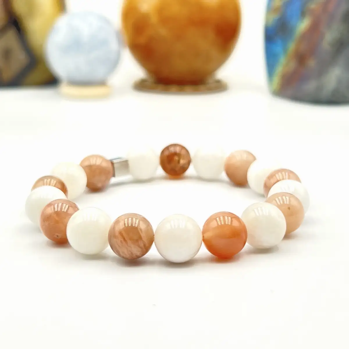 Bracelet en Pierre de Soleil Pierre de Lune – perles 10 mm