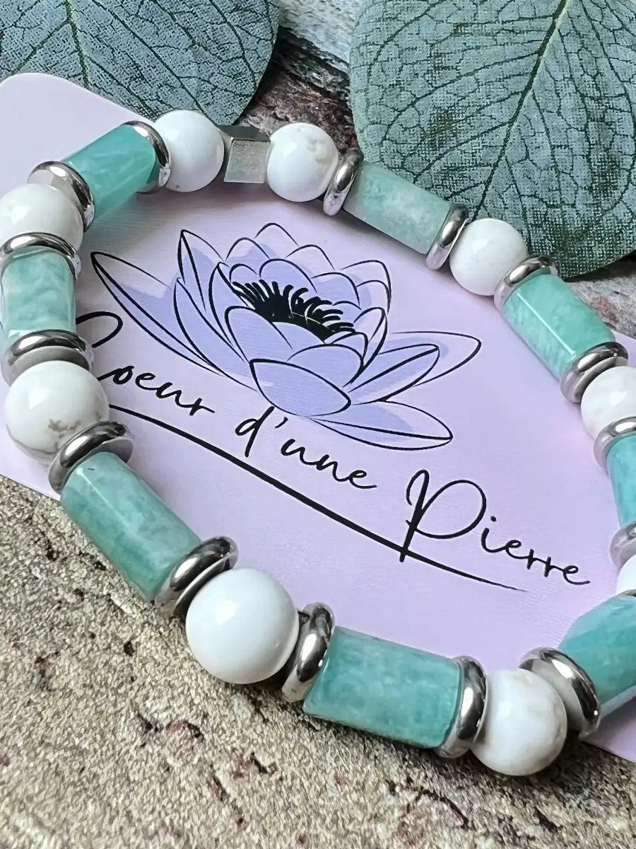 Bracelet en Magnésite et Amazonite extra