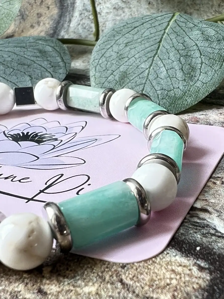 Bracelet en Magnésite et Amazonite extra