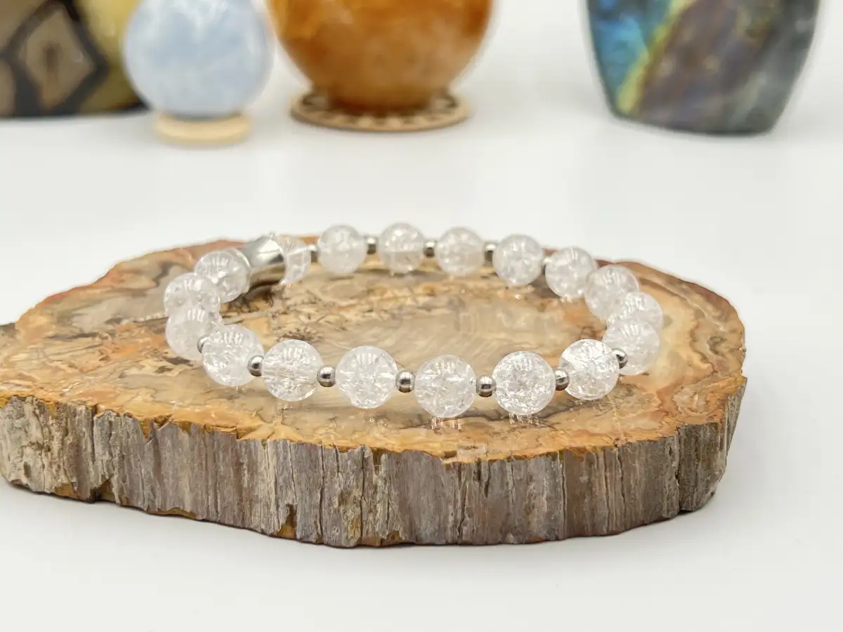 Bracelet en cristal de roche craquelé