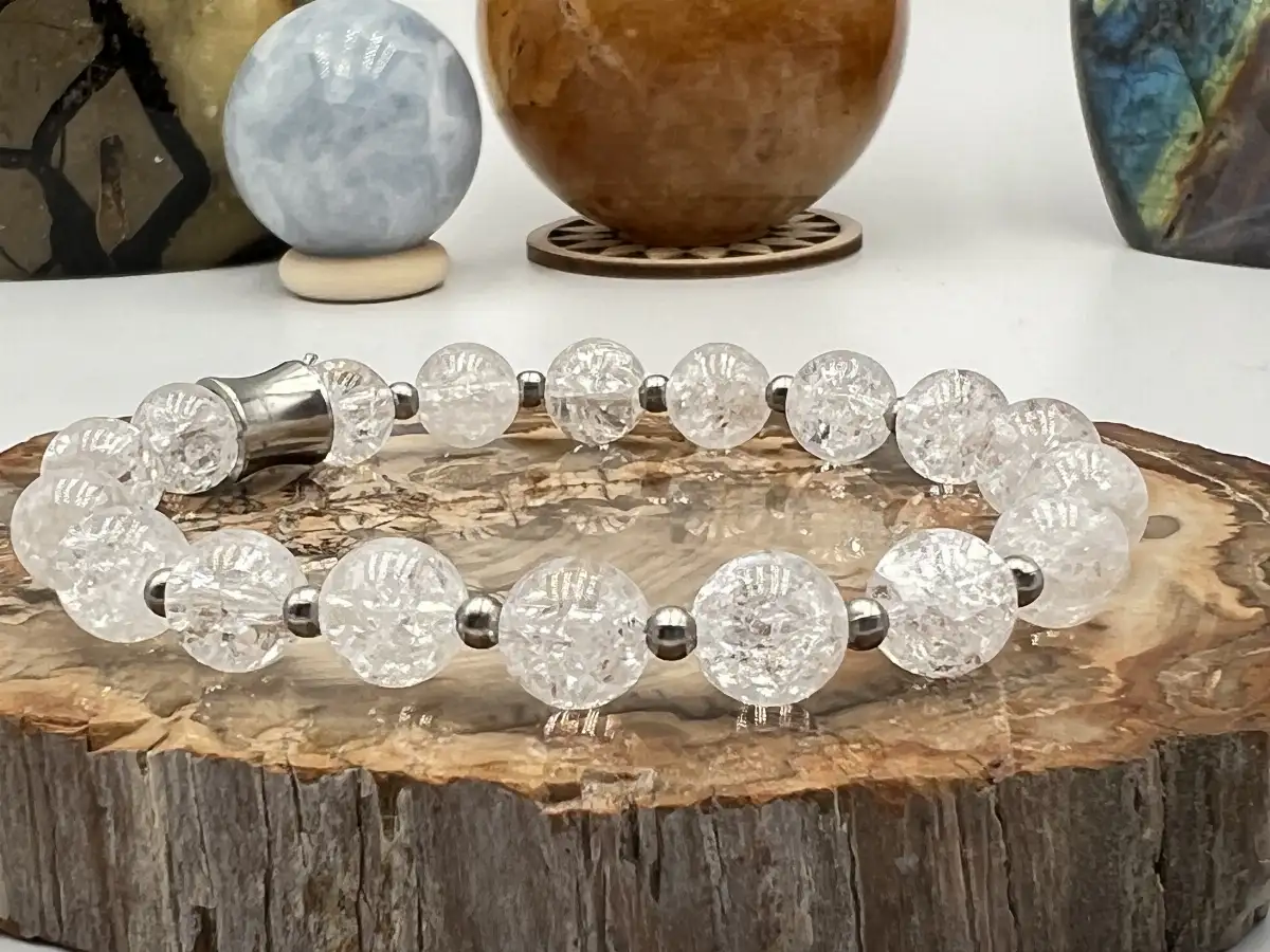 Bracelet en cristal de roche craquelé