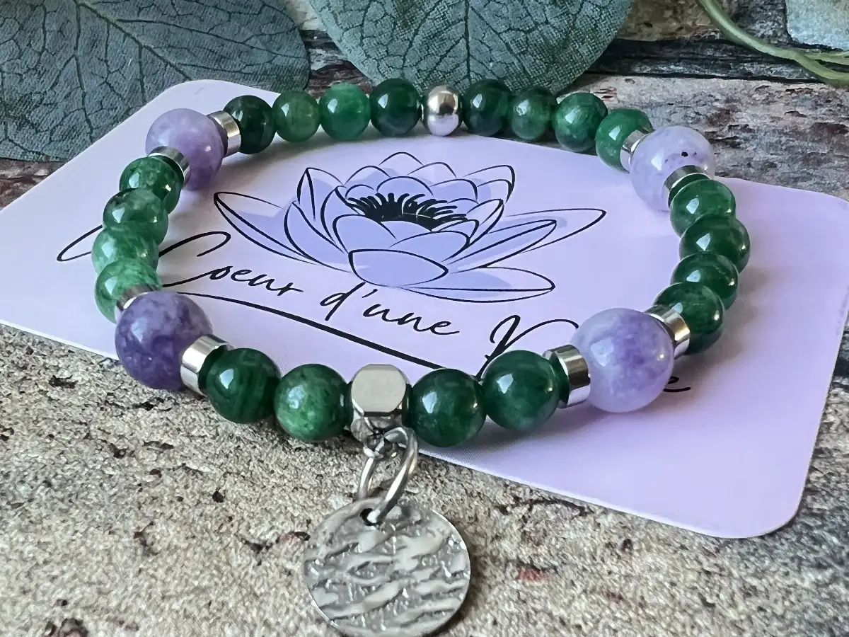 Bracelet en euchlorite et lépidolite