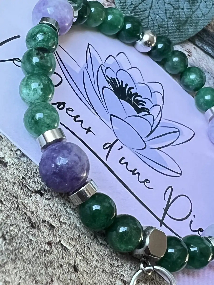Bracelet en euchlorite et lépidolite