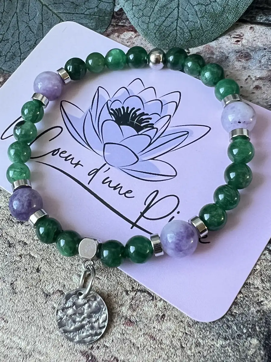 Bracelet en euchlorite et lépidolite
