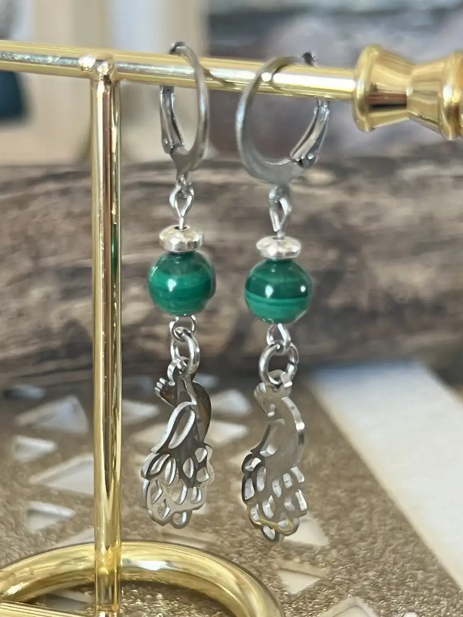 Boucles d’oreilles Malachite