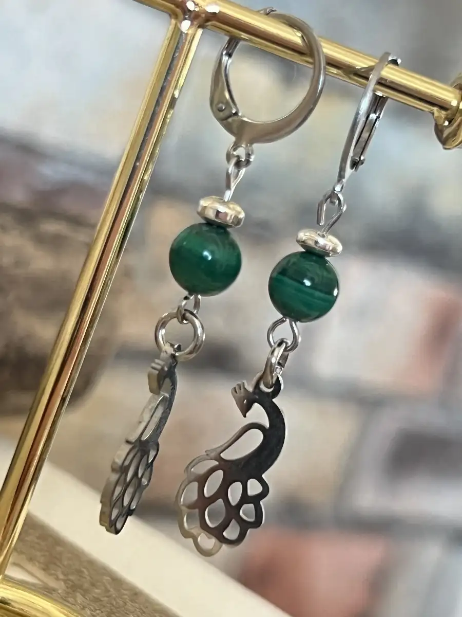 Boucles d’oreilles Malachite