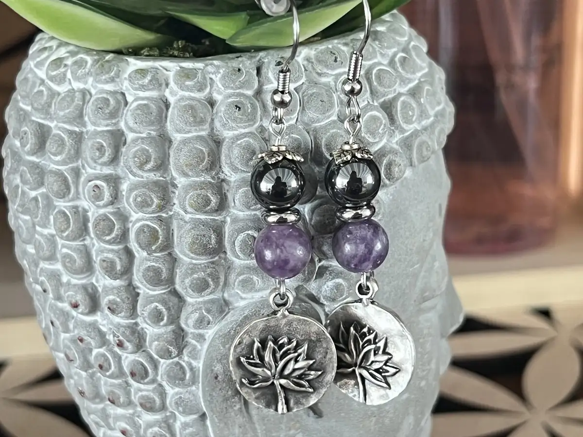 Boucles d’oreilles Améthyste et Hématite