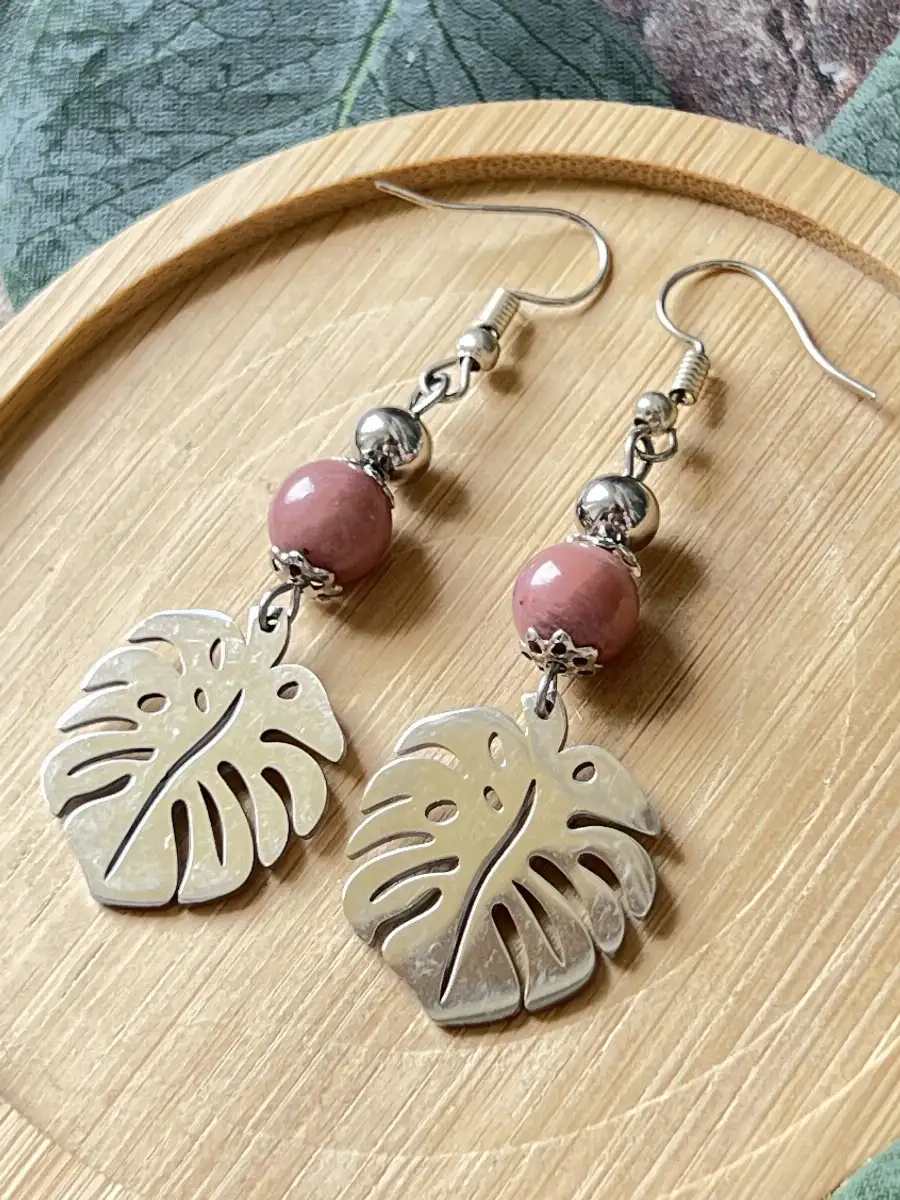 Boucles d'oreilles rhodochrosite