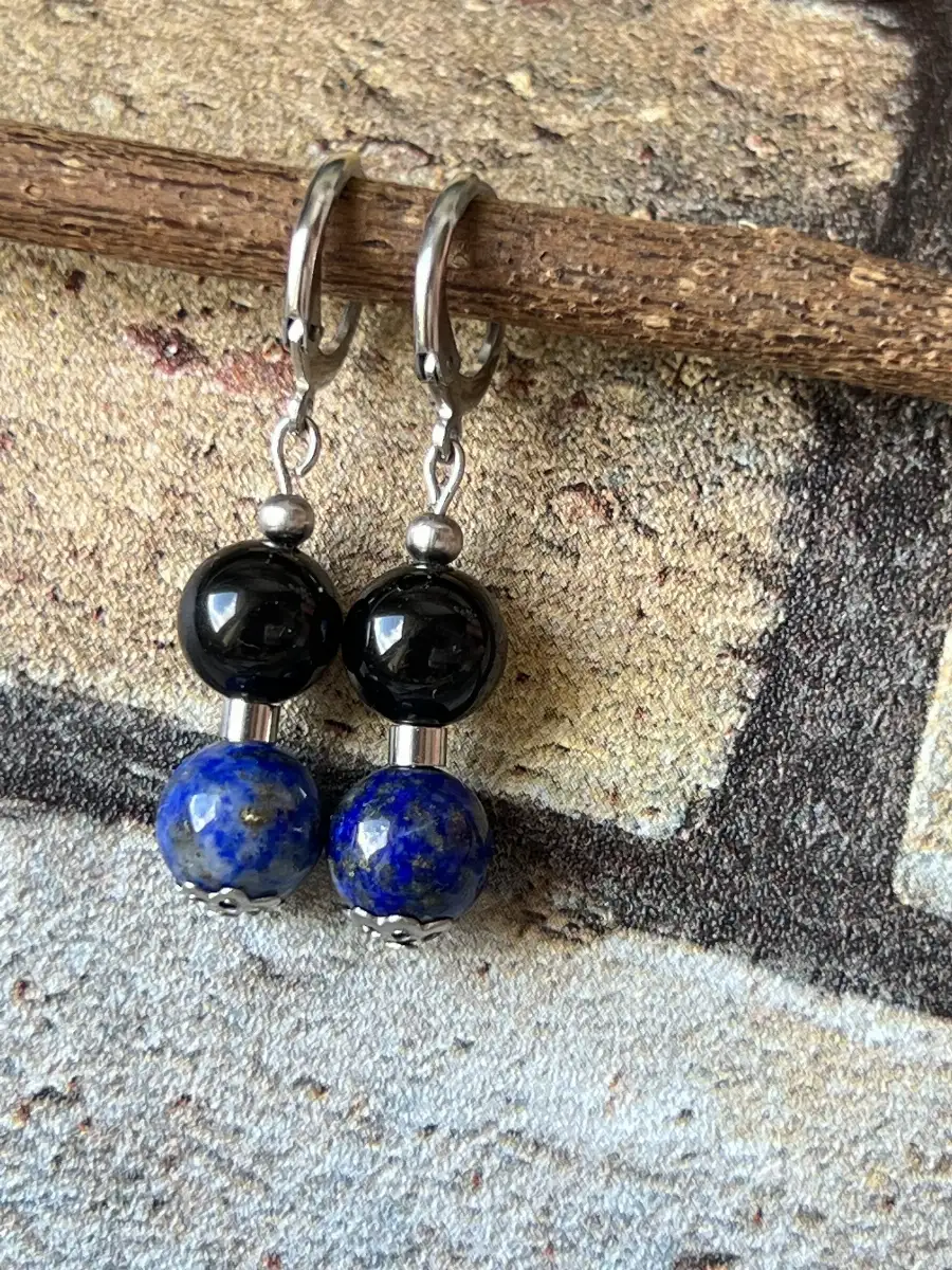 Boucles d’oreilles Lapis Lazuli et Tourmaline