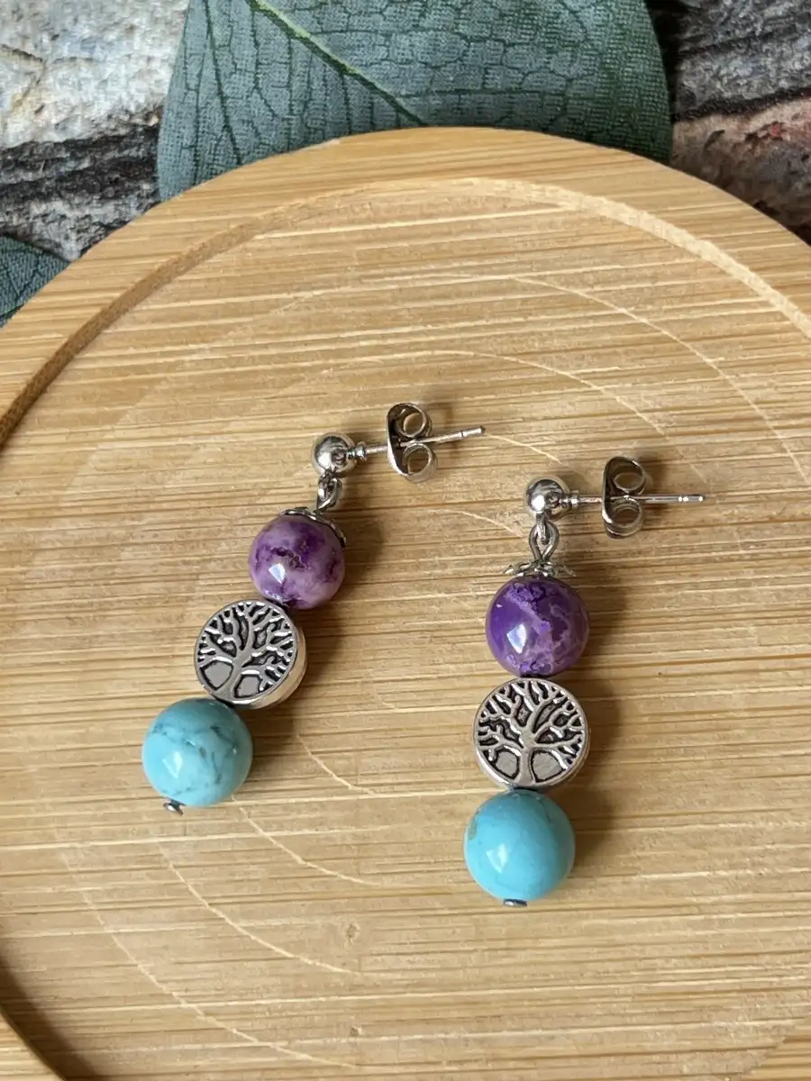 Boucles d’oreilles Turquoise ET Muscovite