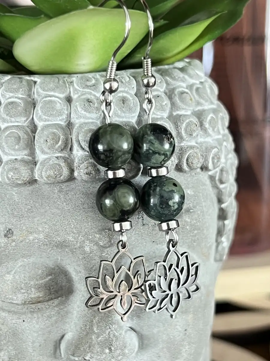 Boucles d'oreilles en jaspe kambaba