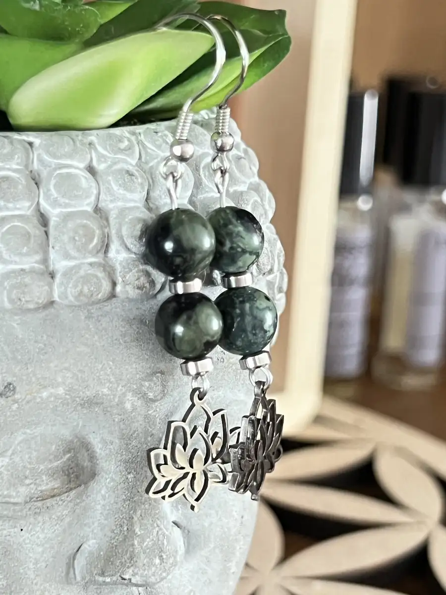 Boucles d'oreilles en jaspe kambaba