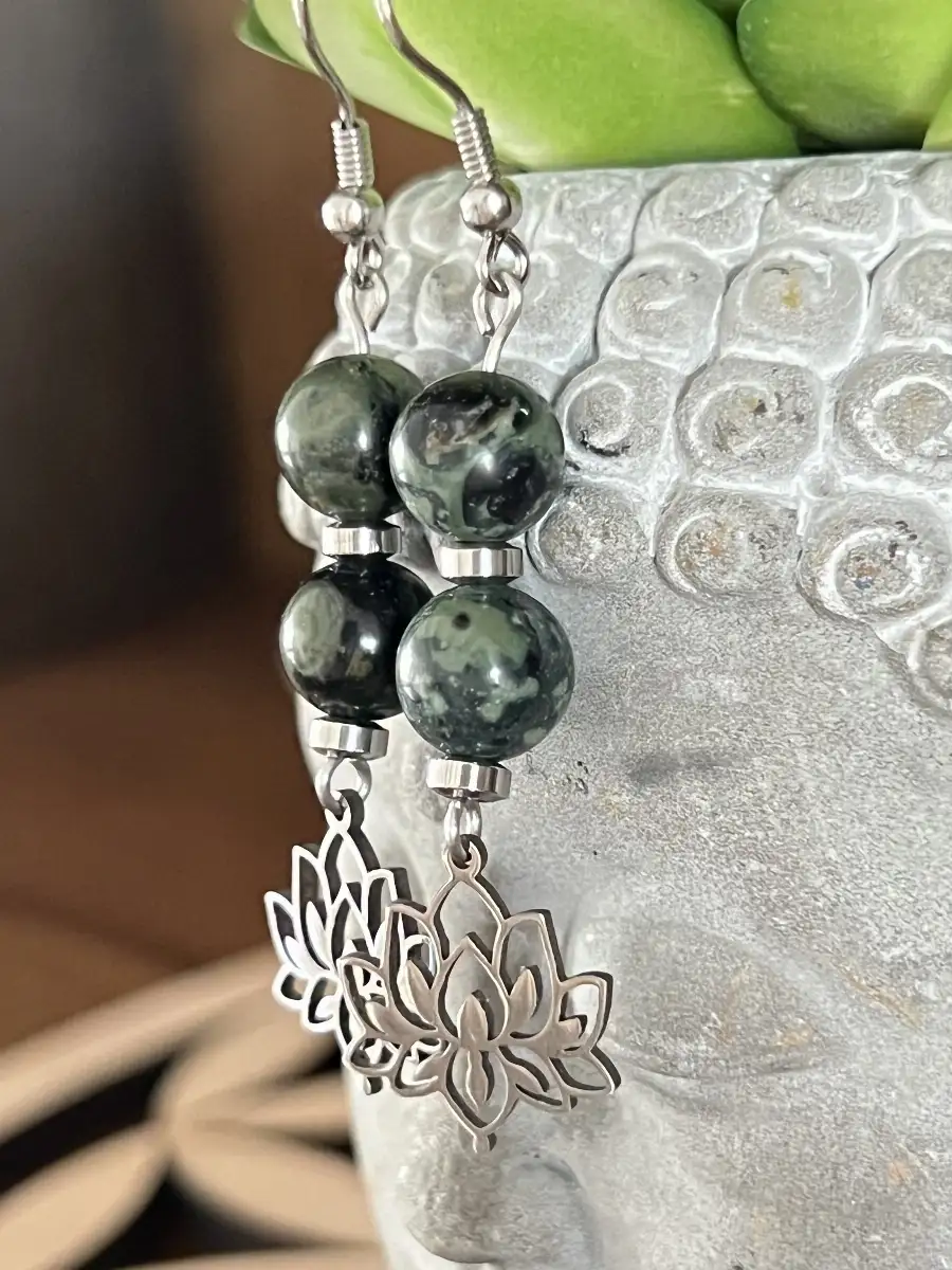 Boucles d'oreilles en jaspe kambaba