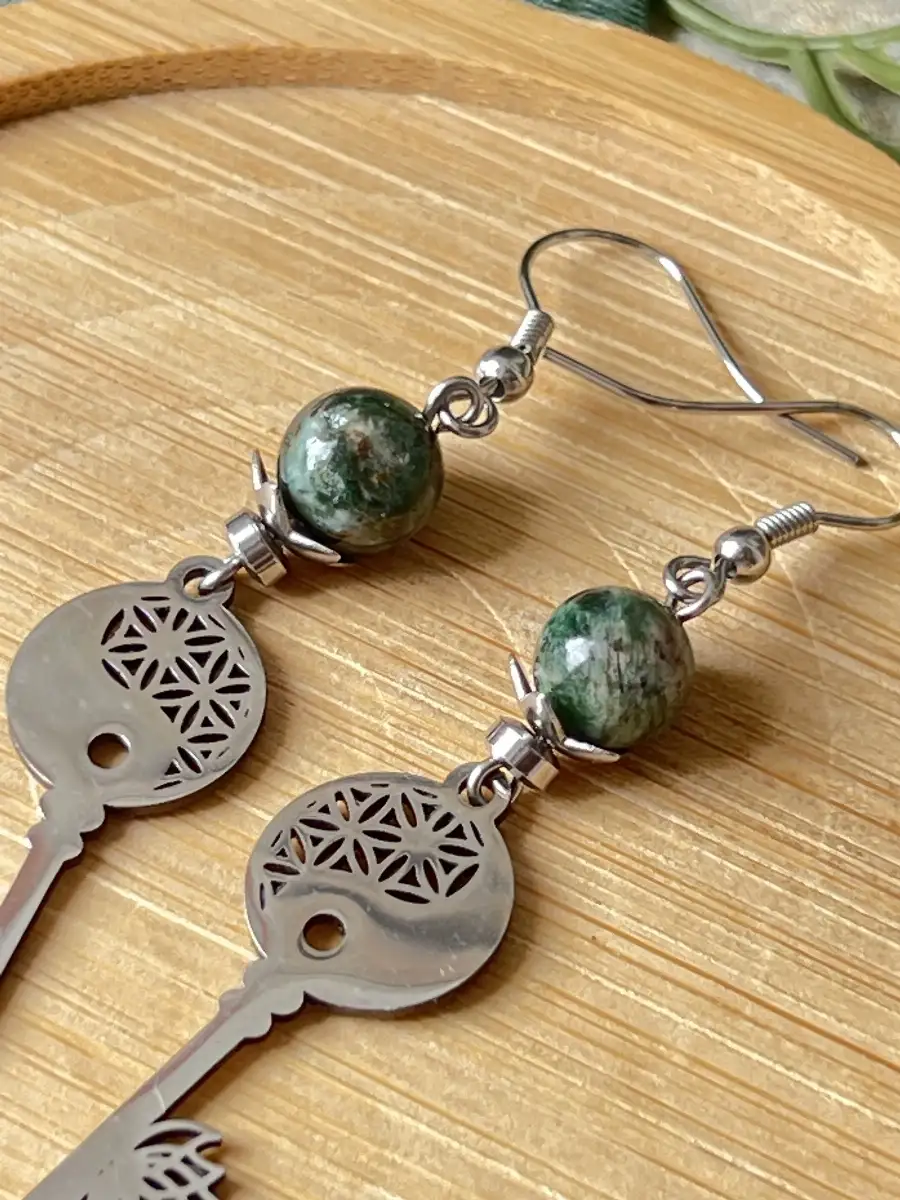 Boucles d'oreilles fuschite