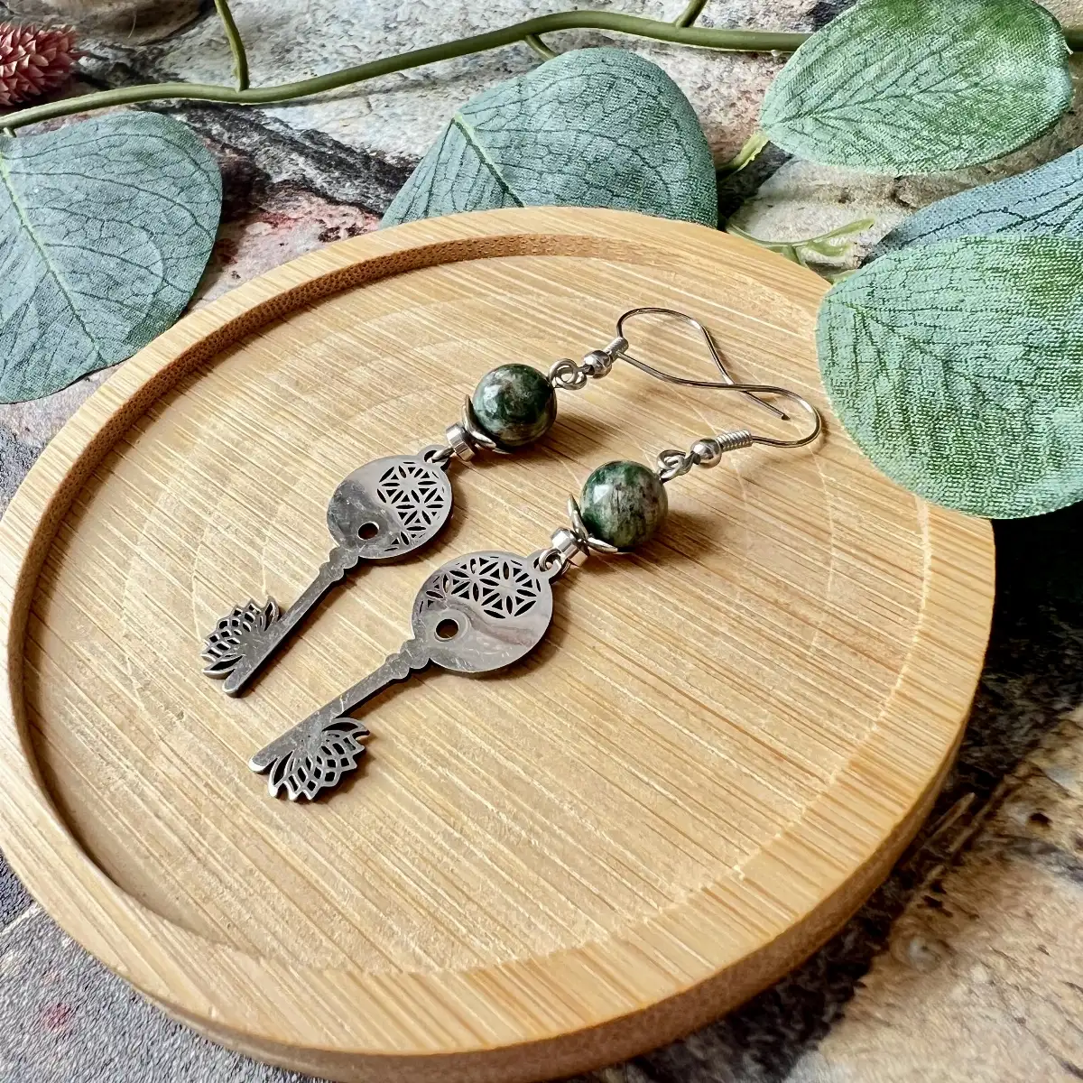 Boucles d'oreilles fuschite