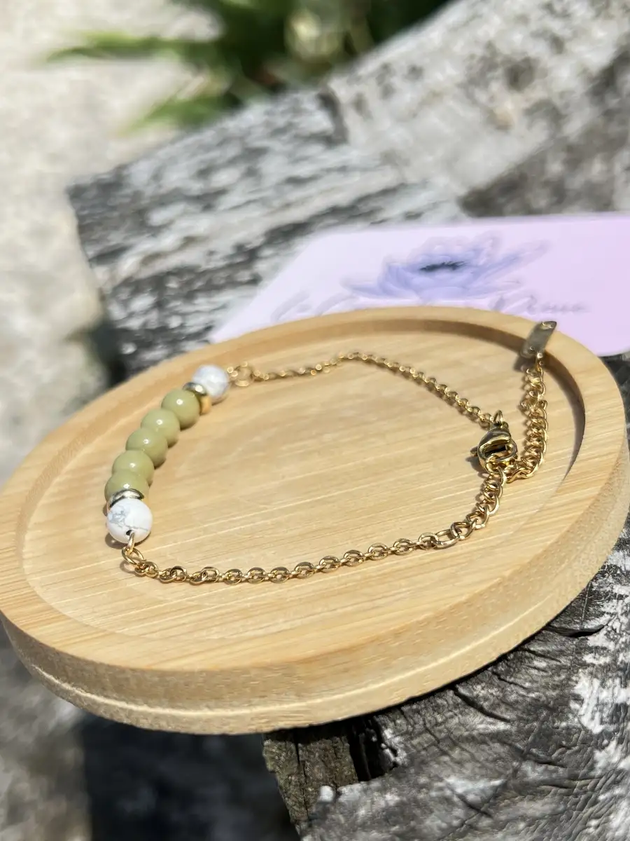 Bracelet "Sérénité & Nature" – Howlite et Avocat d’Alashan