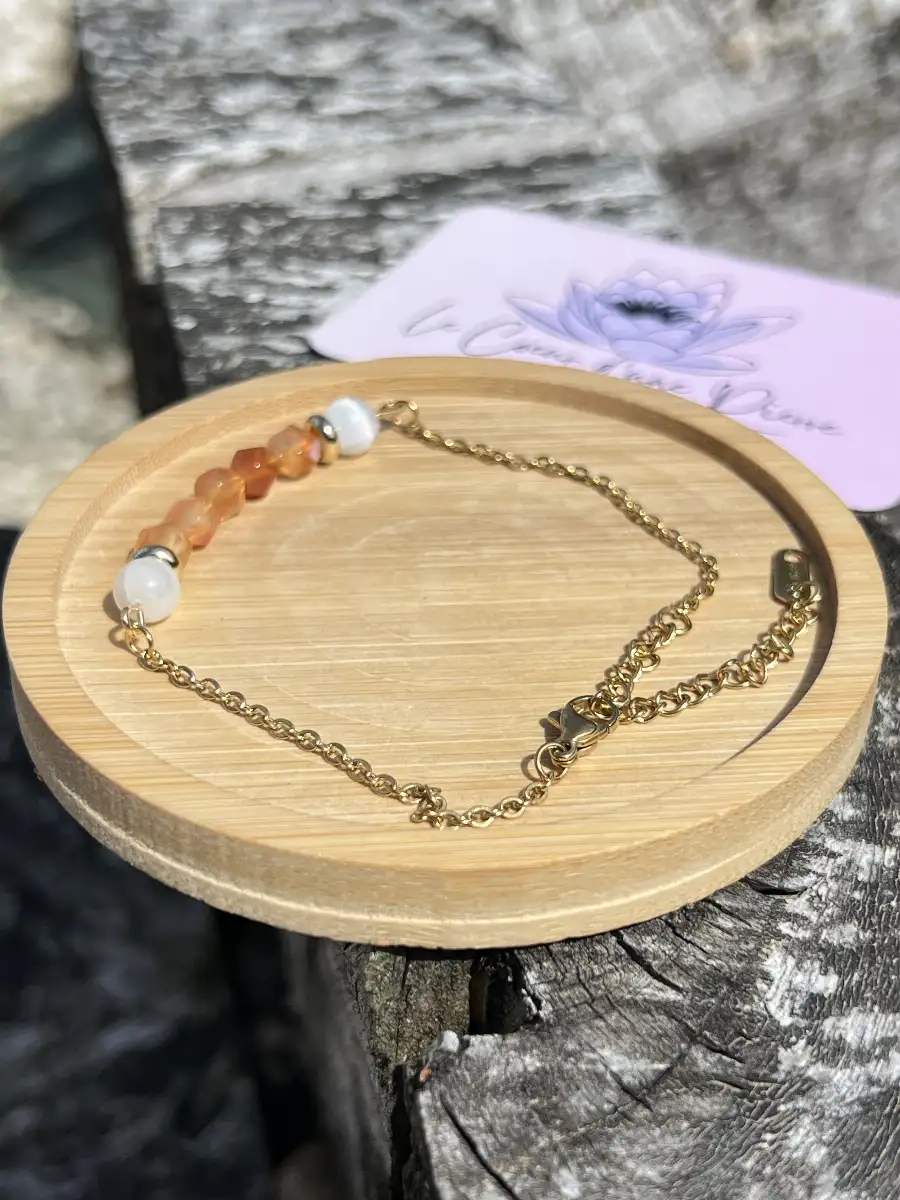 Bracelet "Énergie et Lumière" – Sélénite et Agate Rouge Facettée