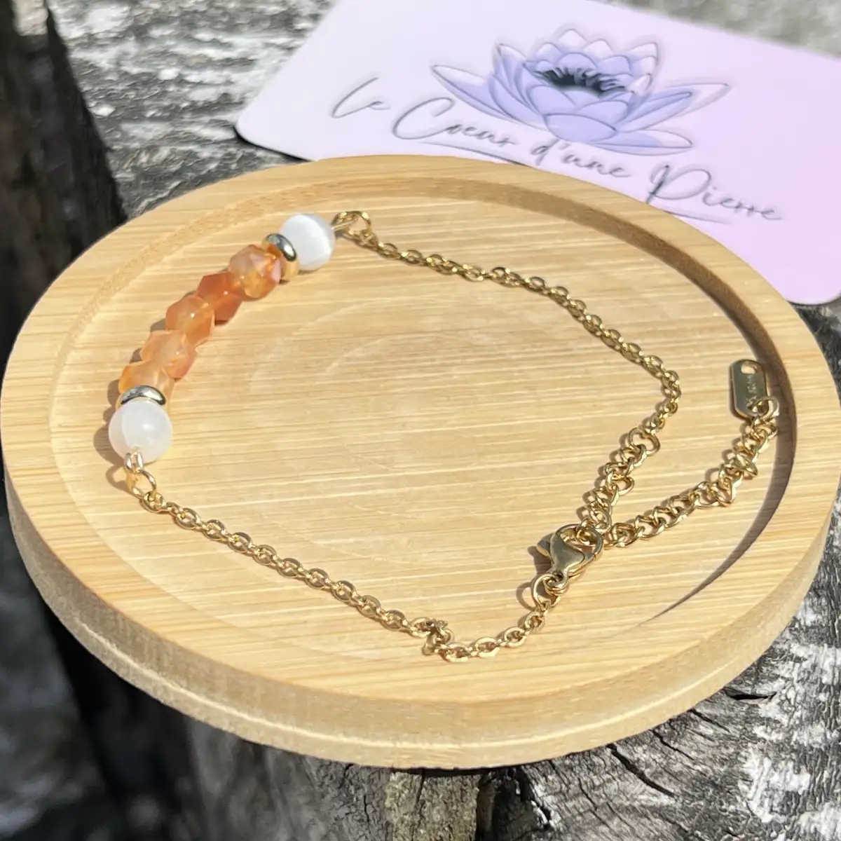 Bracelet "Énergie et Lumière" – Sélénite et Agate Rouge Facettée